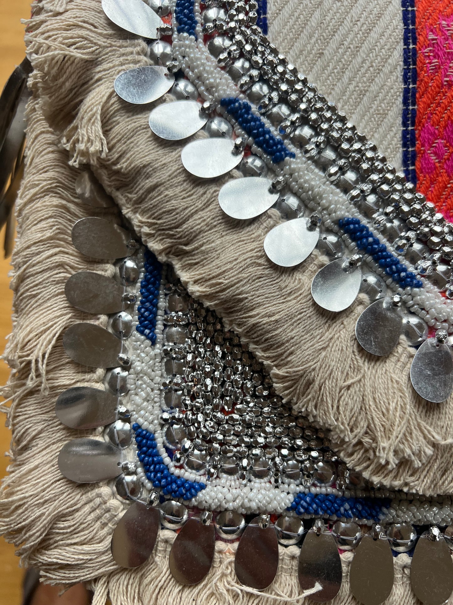 Market item - Cream/silver beaded embroidered purse