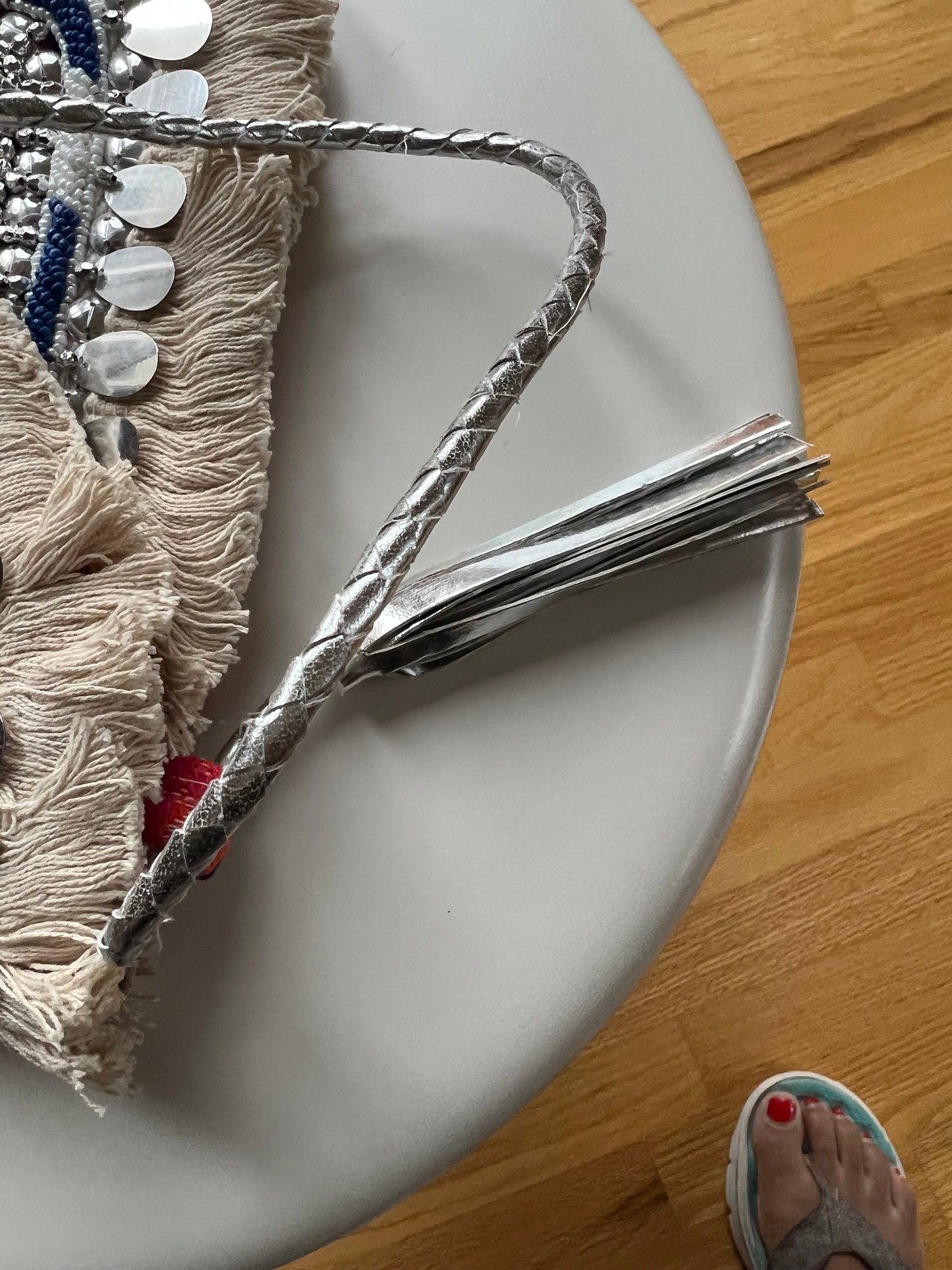 Market item - Cream/silver beaded embroidered purse
