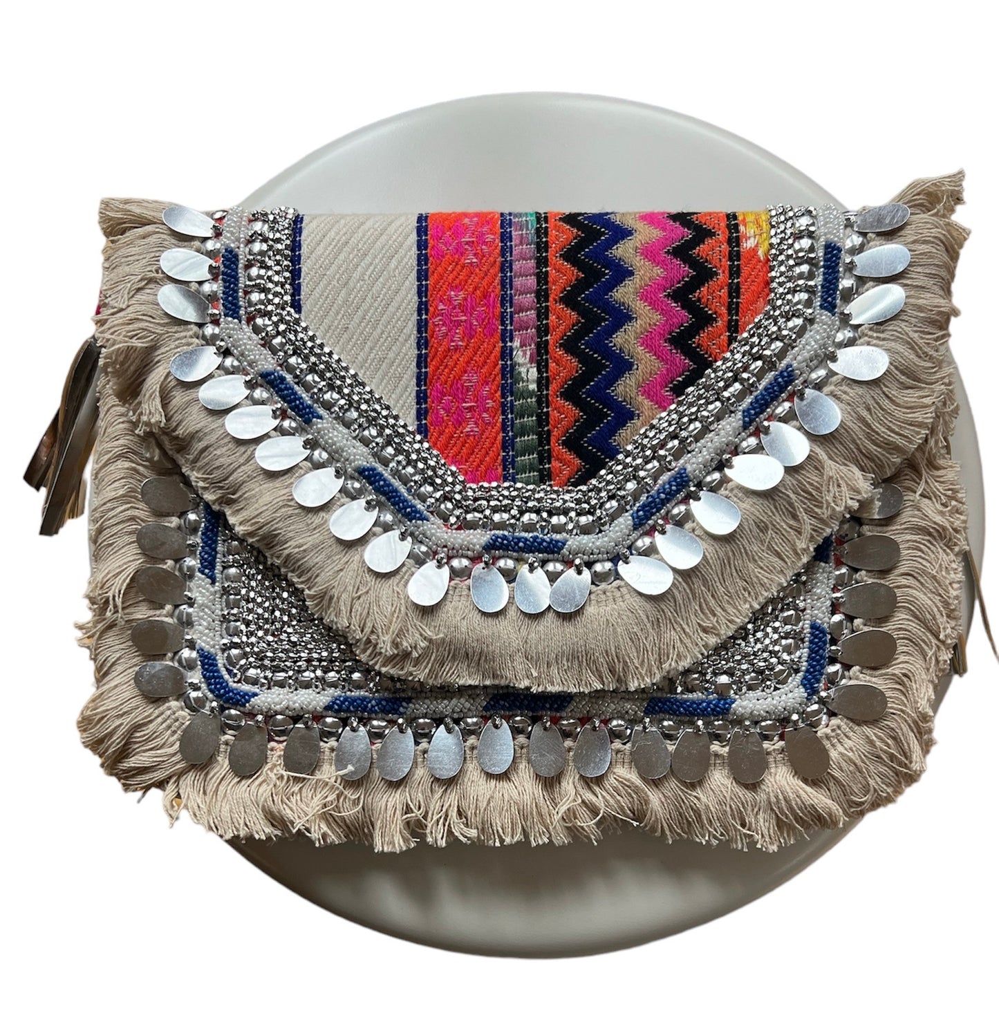 Market item - Cream/silver beaded embroidered purse