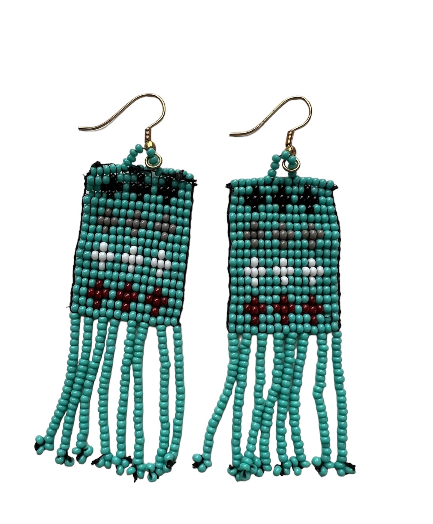 Light blue with crosses hanging beaded earrings