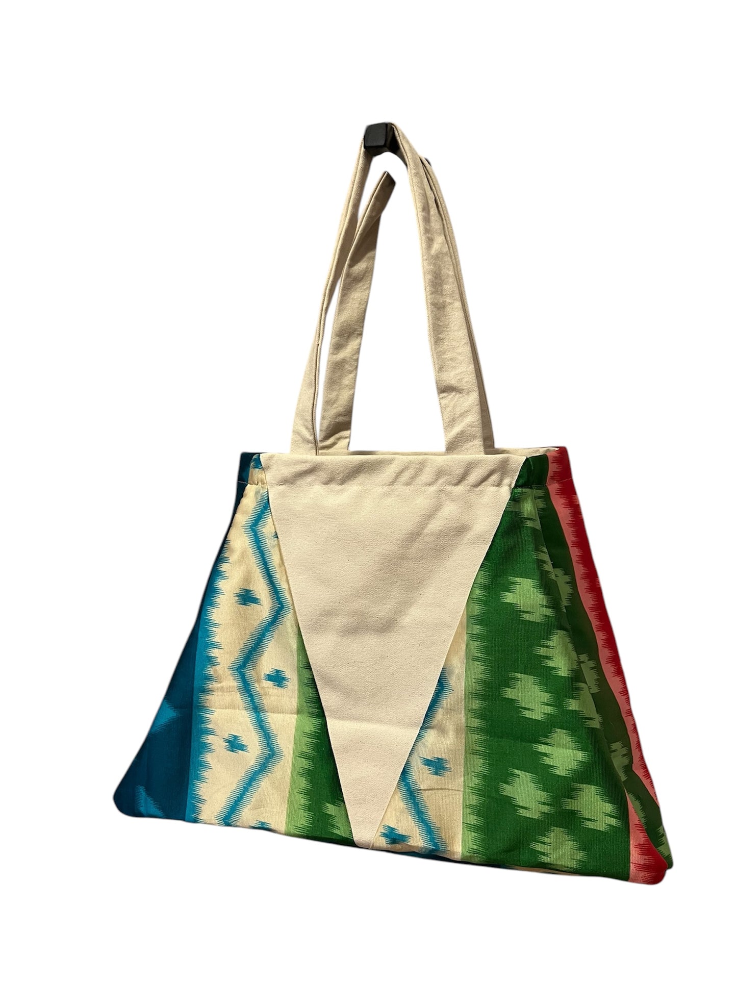 Tulsi Tote Bag - Red/Green/White/Blue Ikat