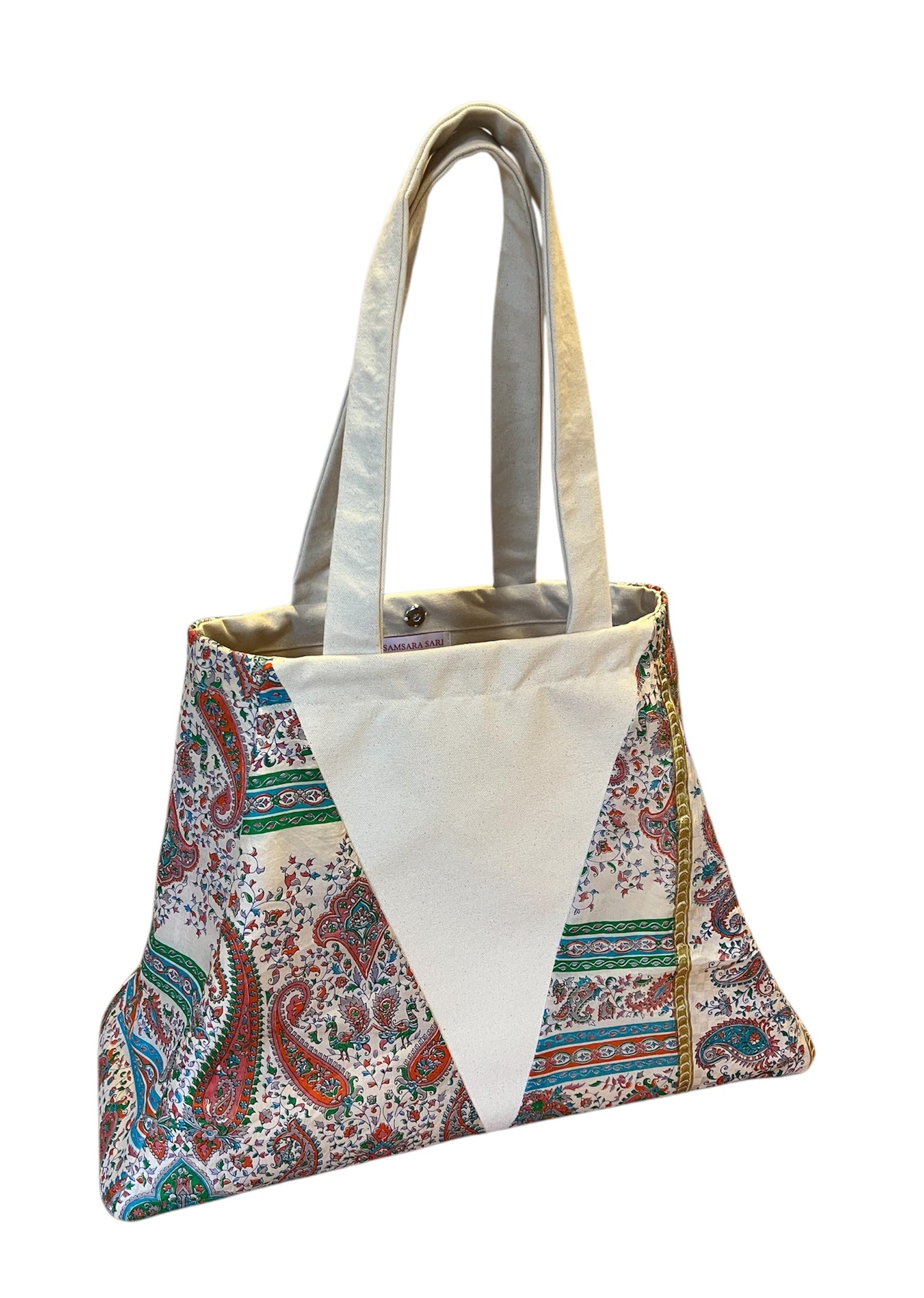 Tulsi Tote Bag - Paisley cream orange blue