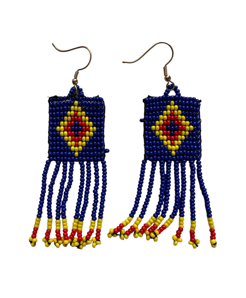 
                  
                    Blue/red hanging beaded earrings
                  
                