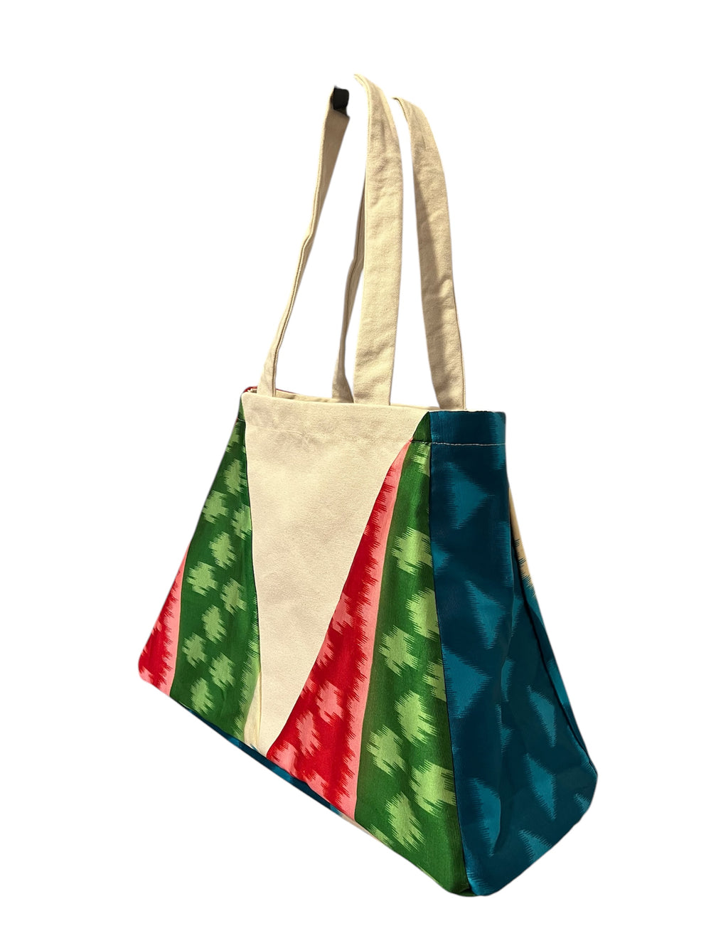 Tulsi Tote Bag - Red/Green/White/Blue Ikat