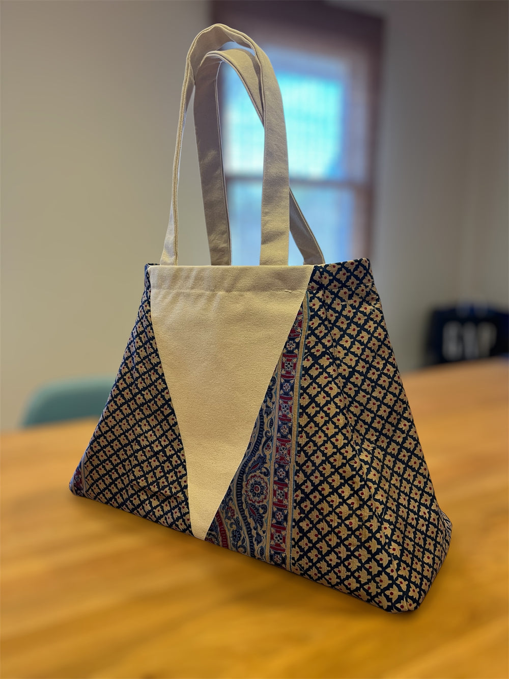 Tulsi Tote Bag - Blue/tan/red