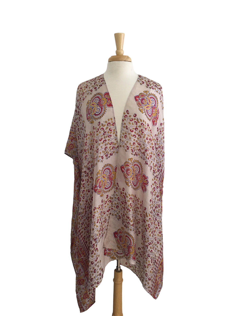 Karina Cover-Up - Off White Red & Yellow Silk