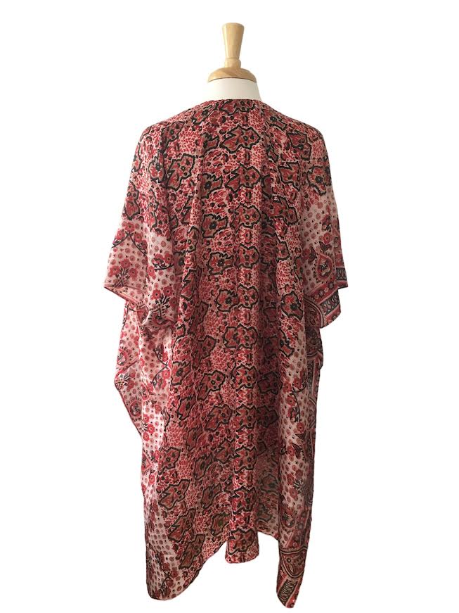 
                  
                    Karina Cover-Up - Red/black/tan Silk
                  
                